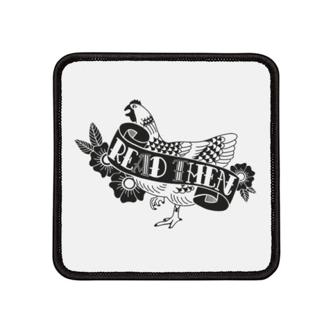 Read Then Red Hen in Black Iron-On Patch