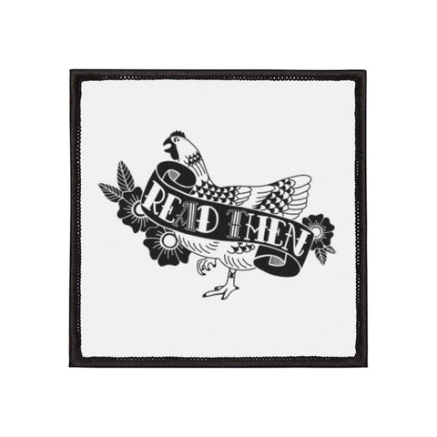 Read Then Red Hen in Black Iron-On Patch