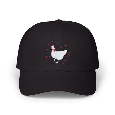 Holiday Red Hen Winter Hat in White