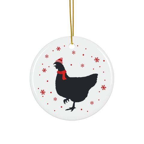 Holiday Red Hen Winter Ornament