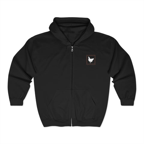 Red Hen Stamp Zipper Sweatshirt