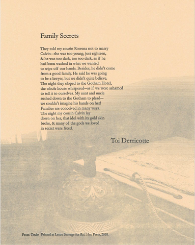 Family Secrets by Toi Derricotte SIGNED (10 in x 8 in)