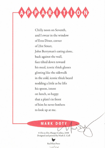 Mark Doty Apparition broadside
