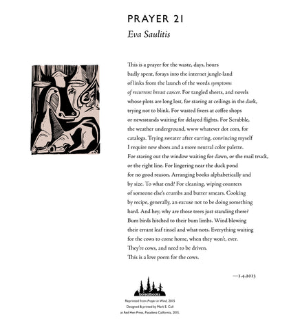 Prayer 21 by Eva Saulitis SIGNED (11.5 in x 10 in)